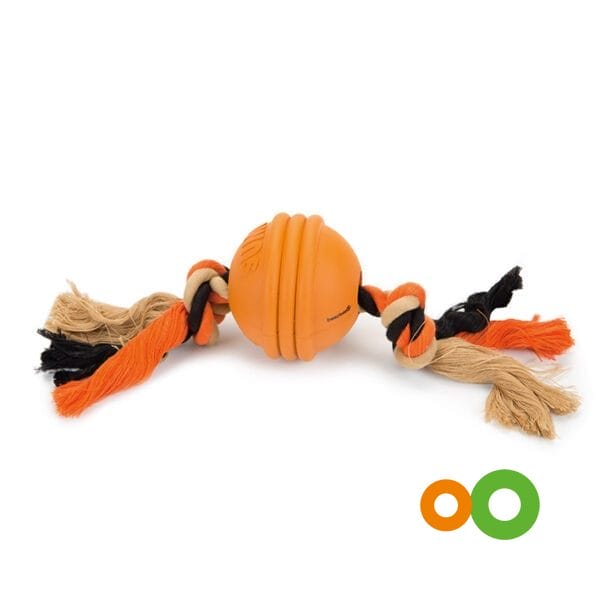 Gioco robusto in gomma naturale con corda, ideale per giocare con il tuo cane